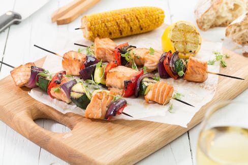 Norwegian salmon BBQ skewer