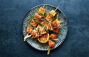 Grilled Norwegian fjord trout skewers