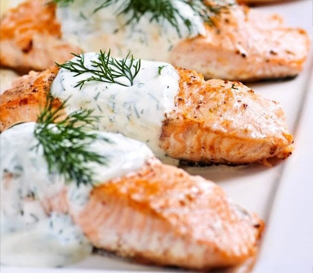 Norwegian salmon with dill sauce