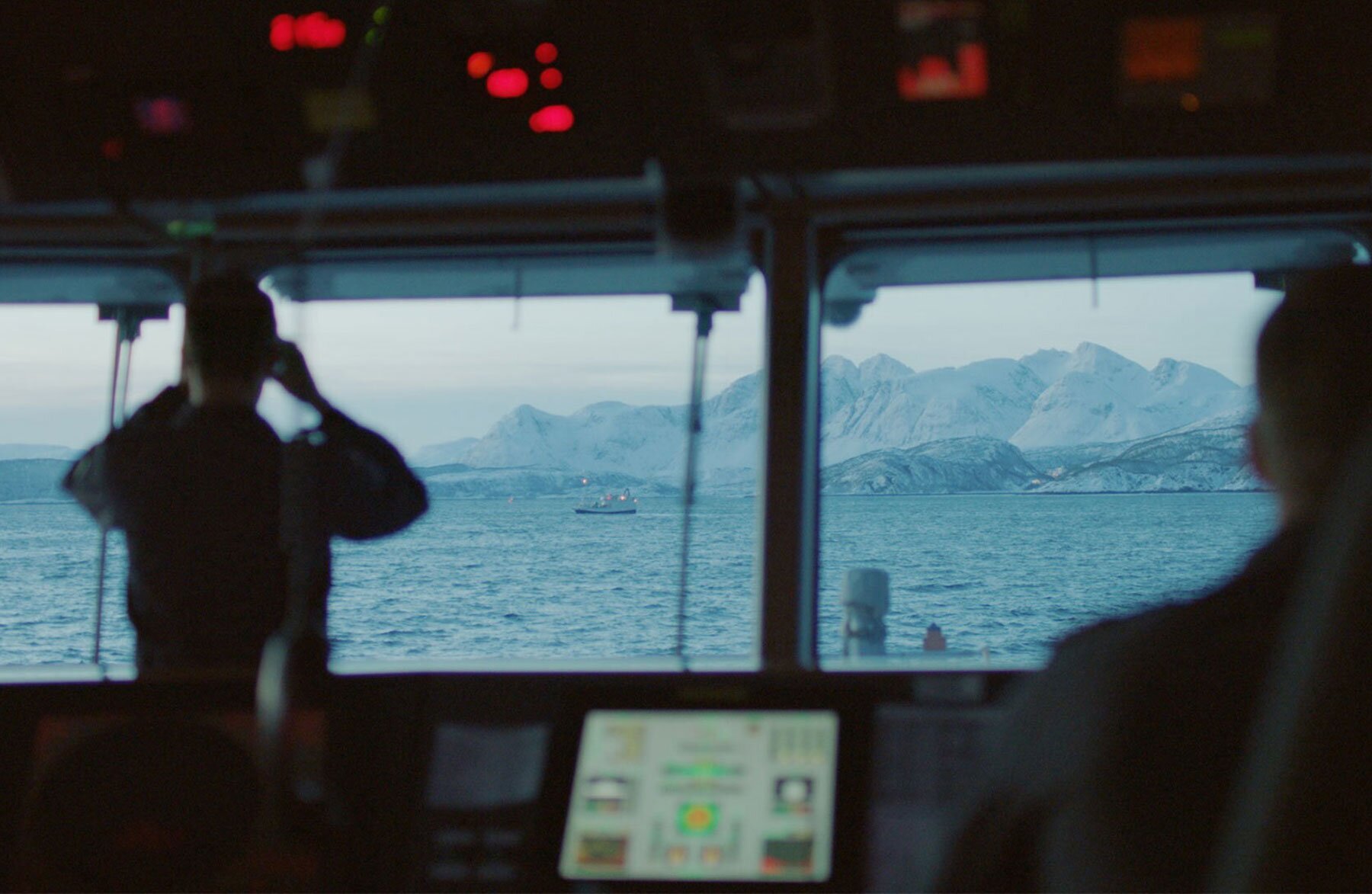 Looking out from the head of a coastguard vessel
